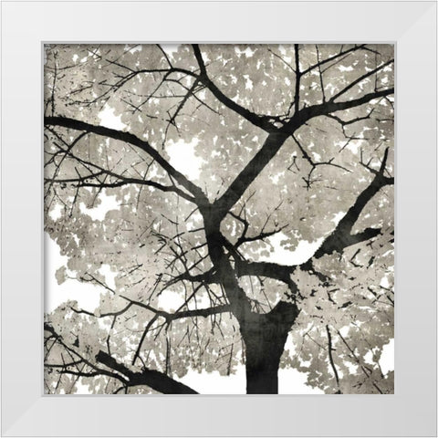 Silver Leaves White Modern Wood Framed Art Print by Bennett, Kate