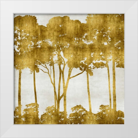 Tree Lined In Gold I White Modern Wood Framed Art Print by Bennett, Kate