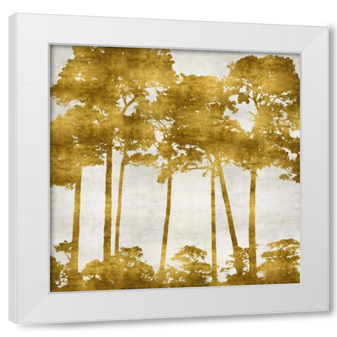 Tree Lined In Gold II White Modern Wood Framed Art Print by Bennett, Kate
