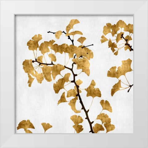 Ginko in Gold I White Modern Wood Framed Art Print by Bennett, Kate