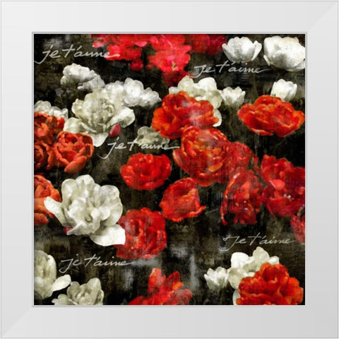 Je Taime Roses White Modern Wood Framed Art Print by Bennett, Kate