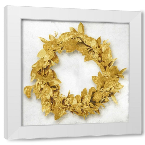 Golden Wreath I White Modern Wood Framed Art Print by Bennett, Kate