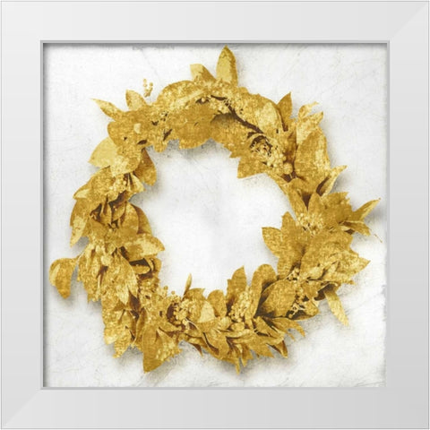 Golden Wreath I White Modern Wood Framed Art Print by Bennett, Kate