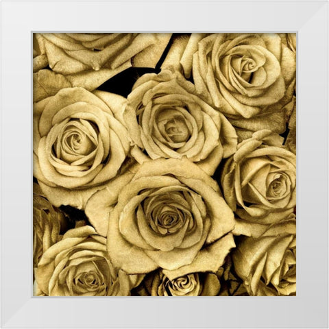 Gold Roses White Modern Wood Framed Art Print by Bennett, Kate