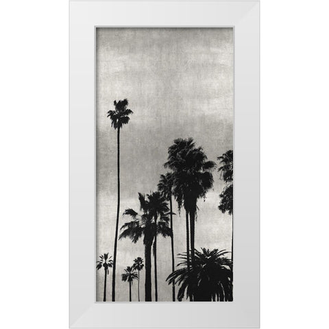 Palm Silhouette on Silver II White Modern Wood Framed Art Print by Bennett, Kate