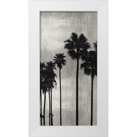 Palm Silhouette on Silver III White Modern Wood Framed Art Print by Bennett, Kate