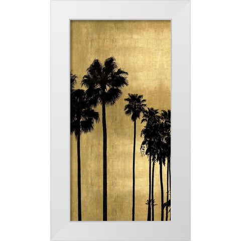 Palm Silhouette on Gold I White Modern Wood Framed Art Print by Bennett, Kate