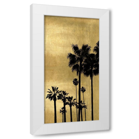 Palm Silhouette on Gold II White Modern Wood Framed Art Print by Bennett, Kate