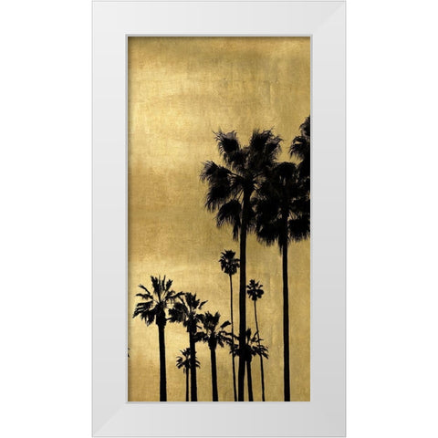 Palm Silhouette on Gold II White Modern Wood Framed Art Print by Bennett, Kate