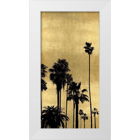 Palm Silhouette on Gold III White Modern Wood Framed Art Print by Bennett, Kate