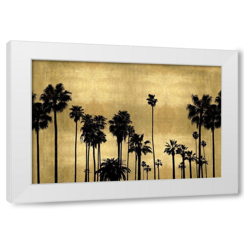 Palm Row on Gold White Modern Wood Framed Art Print by Bennett, Kate