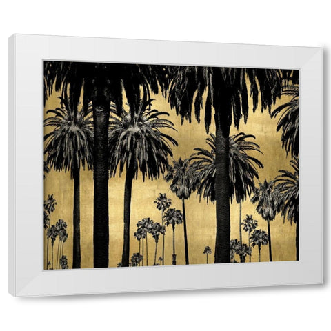 Palms on Gold White Modern Wood Framed Art Print by Bennett, Kate