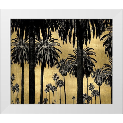 Palms on Gold White Modern Wood Framed Art Print by Bennett, Kate