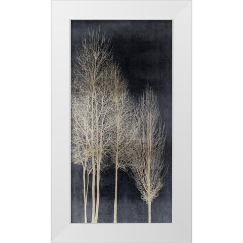 Silver Tree Silhoutte I White Modern Wood Framed Art Print by Bennett, Kate