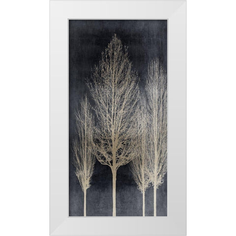 Silver Tree Silhoutte II White Modern Wood Framed Art Print by Bennett, Kate