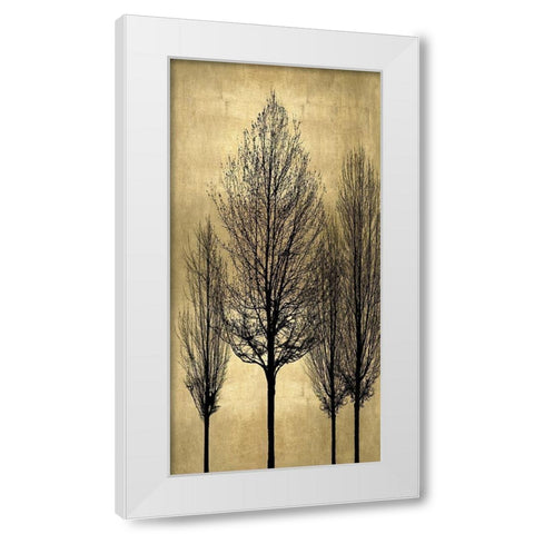 Tree Silhutette on Gold II White Modern Wood Framed Art Print by Bennett, Kate