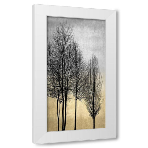 Trees on Silver and Gold I White Modern Wood Framed Art Print by Bennett, Kate
