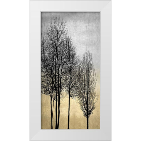 Trees on Silver and Gold I White Modern Wood Framed Art Print by Bennett, Kate