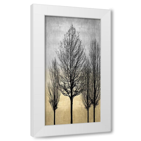 Trees on Silver and Gold II White Modern Wood Framed Art Print by Bennett, Kate