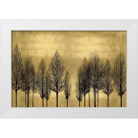 Tree Line on Gold White Modern Wood Framed Art Print by Bennett, Kate