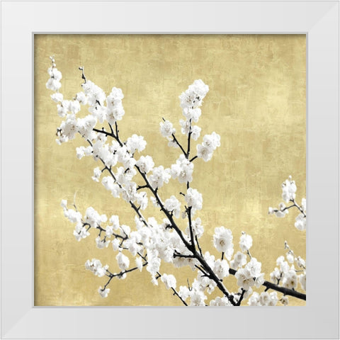 Blossoms on Gold I White Modern Wood Framed Art Print by Bennett, Kate