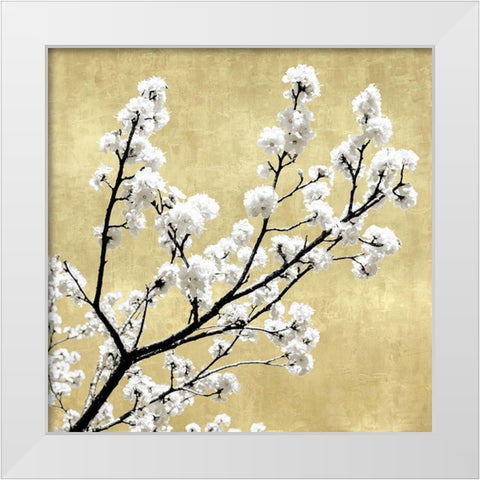 Blossoms on Gold II White Modern Wood Framed Art Print by Bennett, Kate