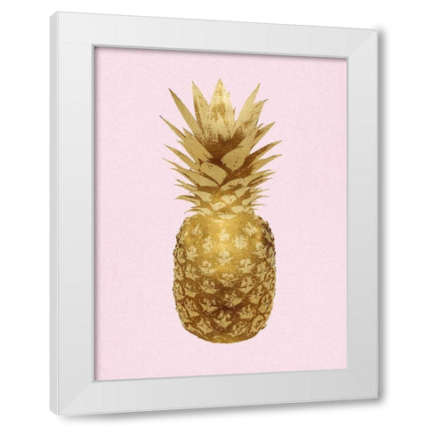 Pineapple Gold on Pink I White Modern Wood Framed Art Print by Bennett, Kate