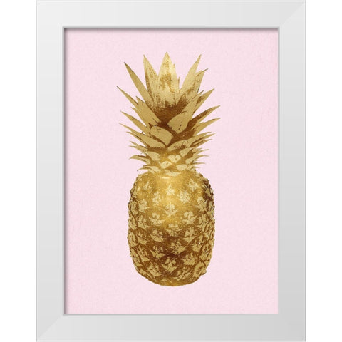 Pineapple Gold on Pink I White Modern Wood Framed Art Print by Bennett, Kate