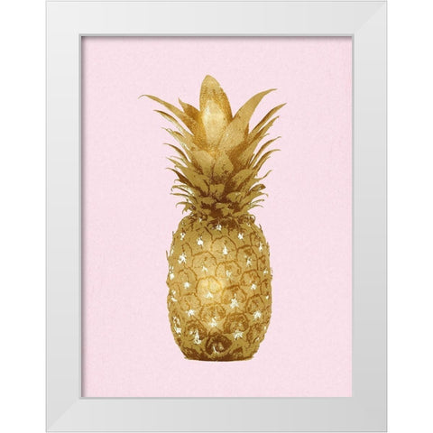 Pineapple Gold on Pink II White Modern Wood Framed Art Print by Bennett, Kate