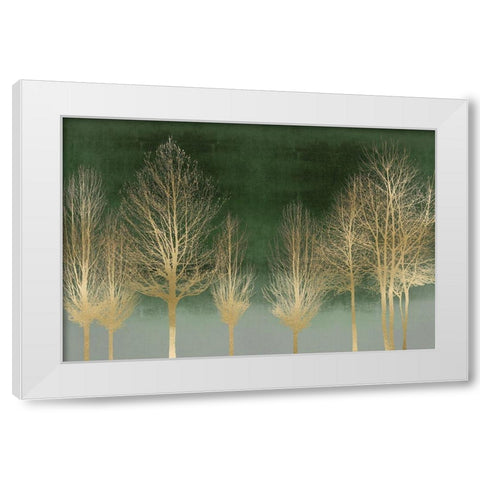 Gold Forest on Green White Modern Wood Framed Art Print by Bennett, Kate