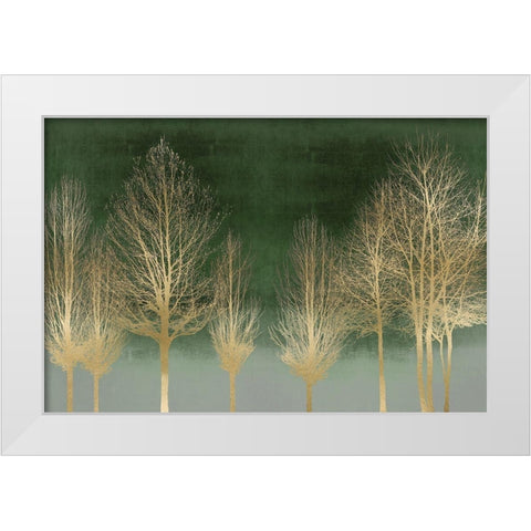 Gold Forest on Green White Modern Wood Framed Art Print by Bennett, Kate