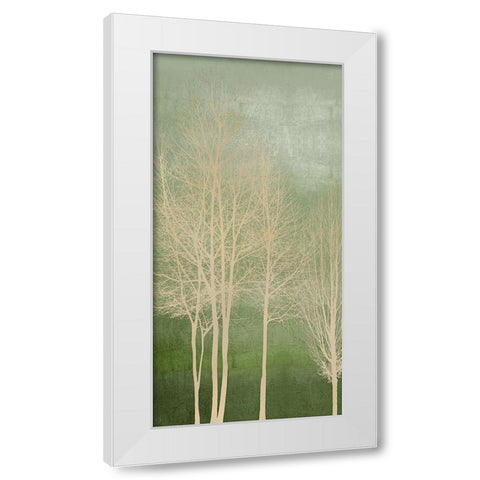 Trees on Green Panel I White Modern Wood Framed Art Print by Bennett, Kate