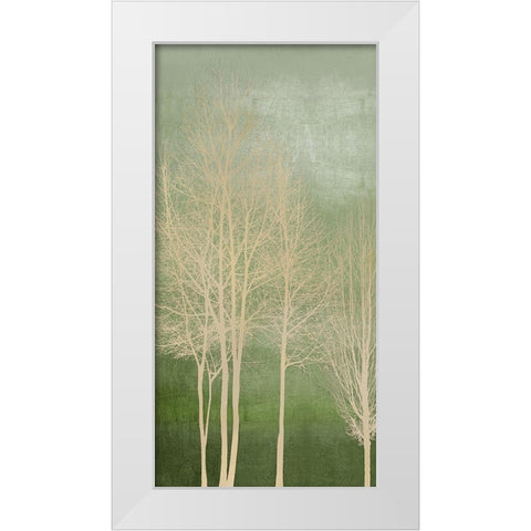 Trees on Green Panel I White Modern Wood Framed Art Print by Bennett, Kate