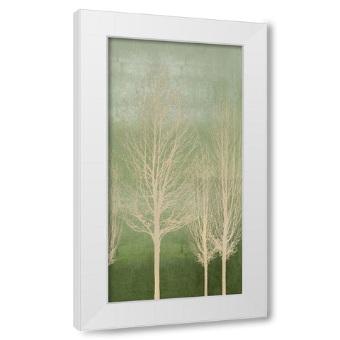 Trees on Green Panel II White Modern Wood Framed Art Print by Bennett, Kate
