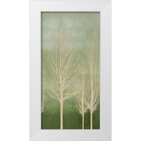 Trees on Green Panel II White Modern Wood Framed Art Print by Bennett, Kate