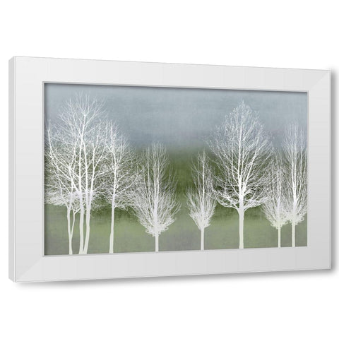 Trees on Green  White Modern Wood Framed Art Print by Bennett, Kate