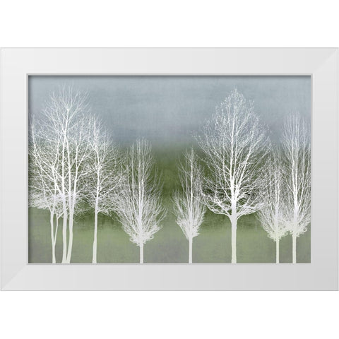 Trees on Green  White Modern Wood Framed Art Print by Bennett, Kate
