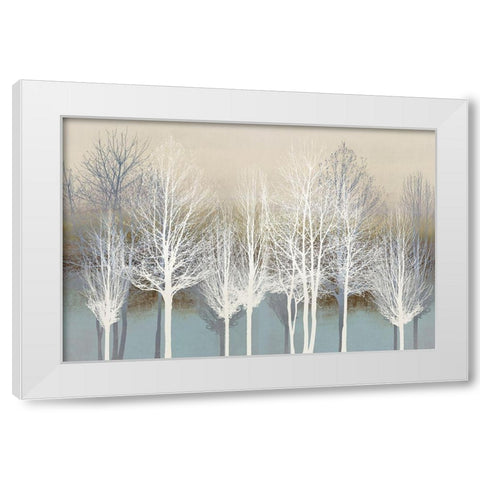 Trees on Aqua White Modern Wood Framed Art Print by Bennett, Kate