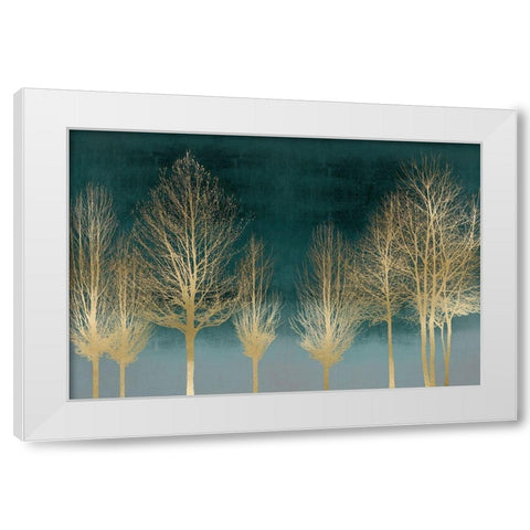 Gold Forest on Teal White Modern Wood Framed Art Print by Bennett, Kate