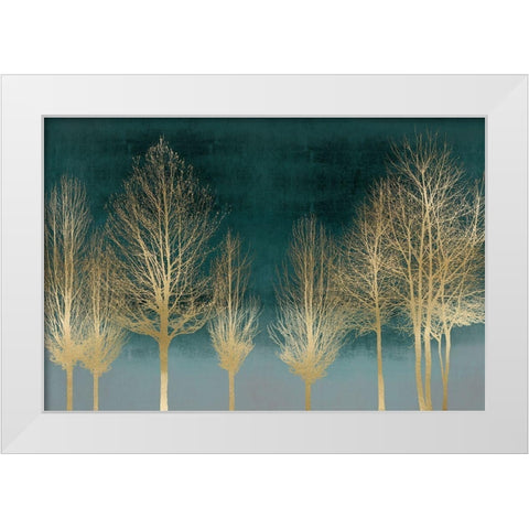 Gold Forest on Teal White Modern Wood Framed Art Print by Bennett, Kate