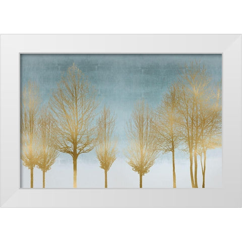 Gold Forest on Aqua White Modern Wood Framed Art Print by Bennett, Kate