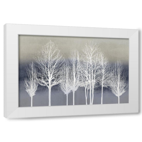 Trees on Blue White Modern Wood Framed Art Print by Bennett, Kate