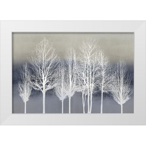 Trees on Blue White Modern Wood Framed Art Print by Bennett, Kate