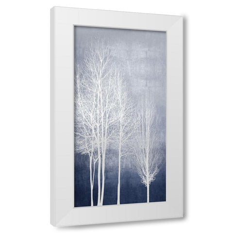 White Trees on Blue Panel I White Modern Wood Framed Art Print by Bennett, Kate