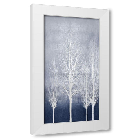 White Trees on Blue Panel II White Modern Wood Framed Art Print by Bennett, Kate