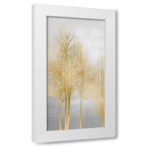 Gold Tree Panel II White Modern Wood Framed Art Print by Bennett, Kate