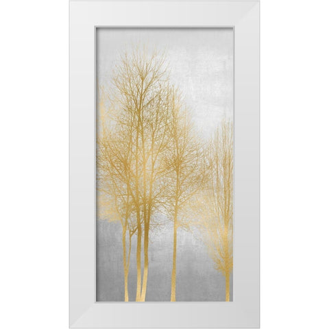 Gold Tree Panel II White Modern Wood Framed Art Print by Bennett, Kate