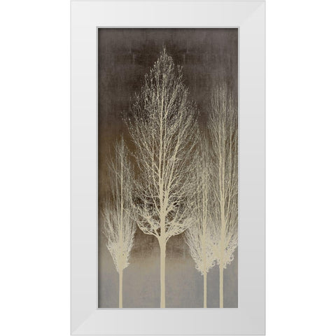 Trees on Brown Panel II White Modern Wood Framed Art Print by Bennett, Kate