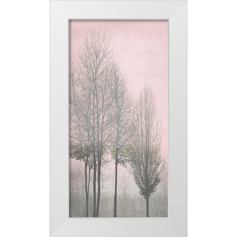 Gray Trees on Pink Panel I White Modern Wood Framed Art Print by Bennett, Kate