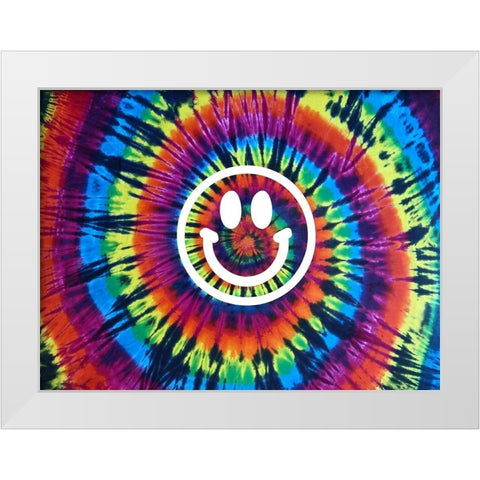 Tie Dye Rainbow Happy Face White Modern Wood Framed Art Print by Kearns, Molly